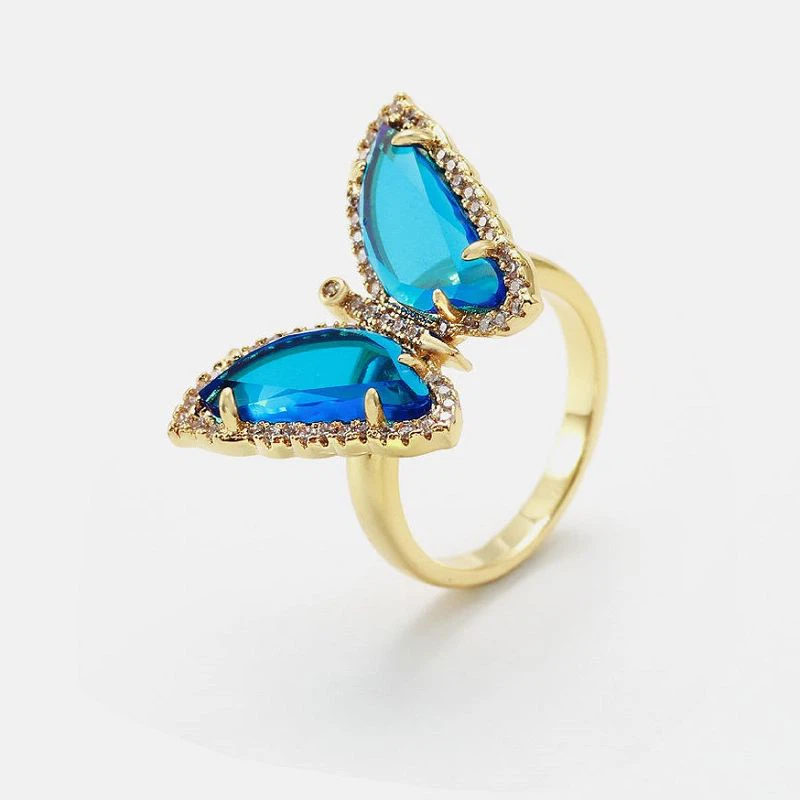 Prekrasan srebrni prsten sa životinjama leptirima