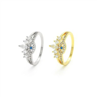 Pozlaćeni srebrni prsten za zle oči