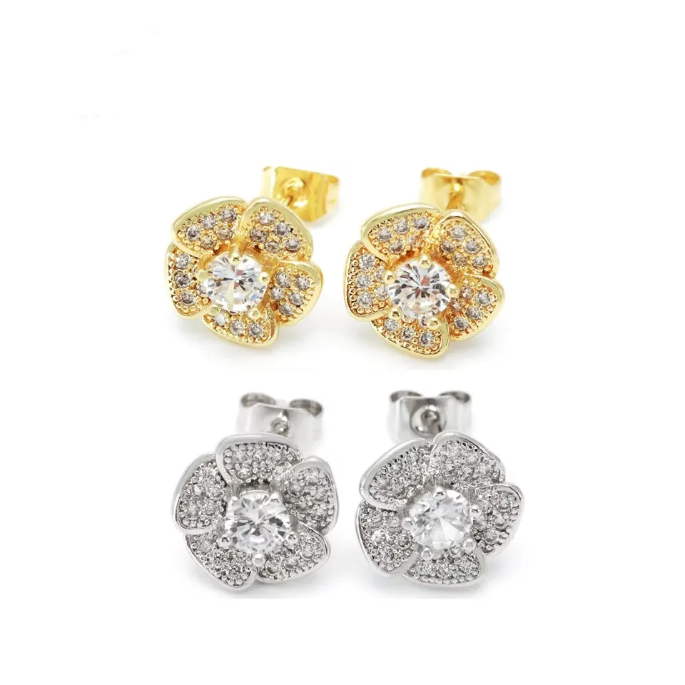 Starinske cvjetne naušnice presvučene zlatom i rodijem